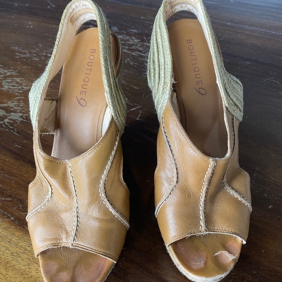 Boutique 9 natural brown espadrille wedges - Picture 1 of 5